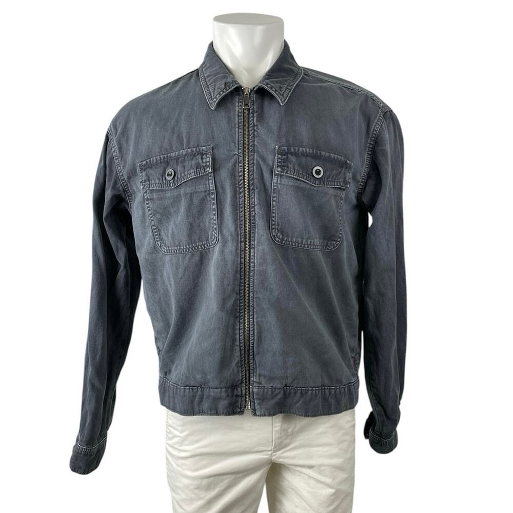 Urban Outfitters Men's Black Washed Zip Up Long Sleeve Denim Jean Jacket Size M
